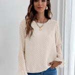 Blusa com ponto suíço e manga de flounce - Elfmaeve