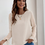 Blusa com ponto suíço e manga de flounce - Elfmaeve