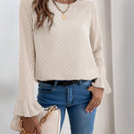 Blusa com ponto suíço e manga de flounce - Elfmaeve