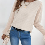 Blusa com ponto suíço e manga de flounce - Elfmaeve