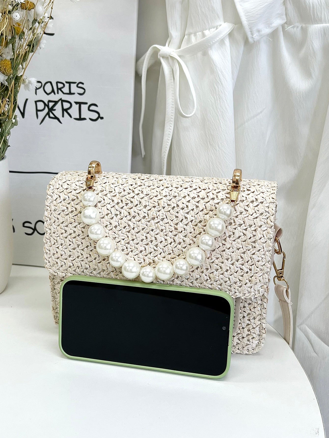Bolsa feminina de perólas - Elfmaeve