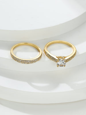 Kit anéis - banhado a ouro com strass - Elfmaeve