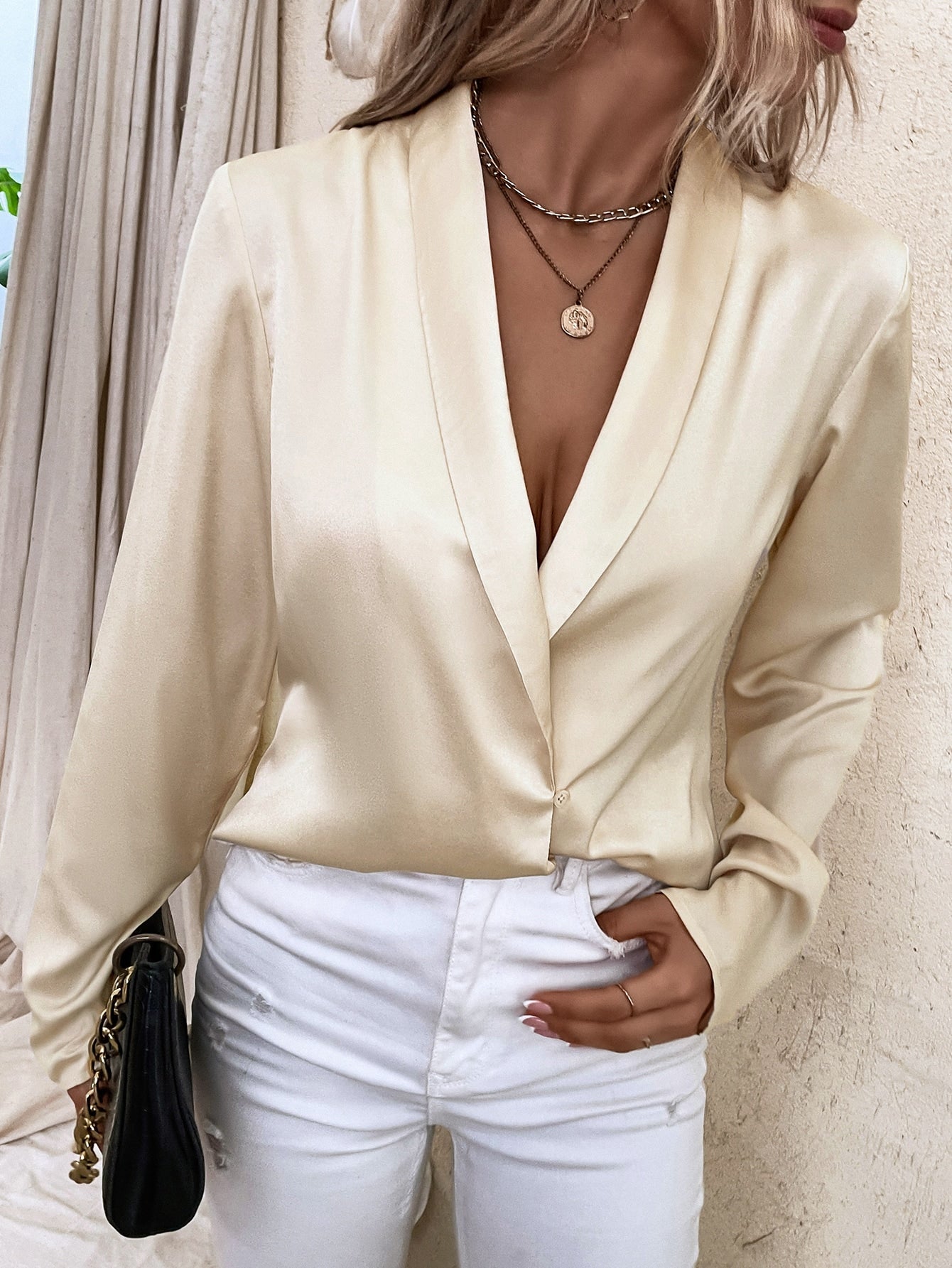 Camisa Social Feminina Transpassada - Elfmaeve
