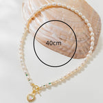 Colar de pérolas com pingente de coração de strass - Elfmaeve